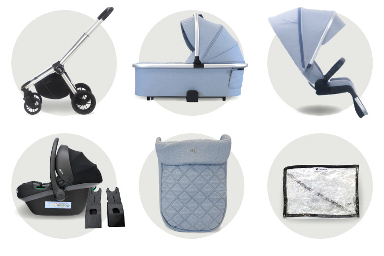 My Babiie MB450i 3-in-1 Travel System with i-Size Car Seat - Steel Blue