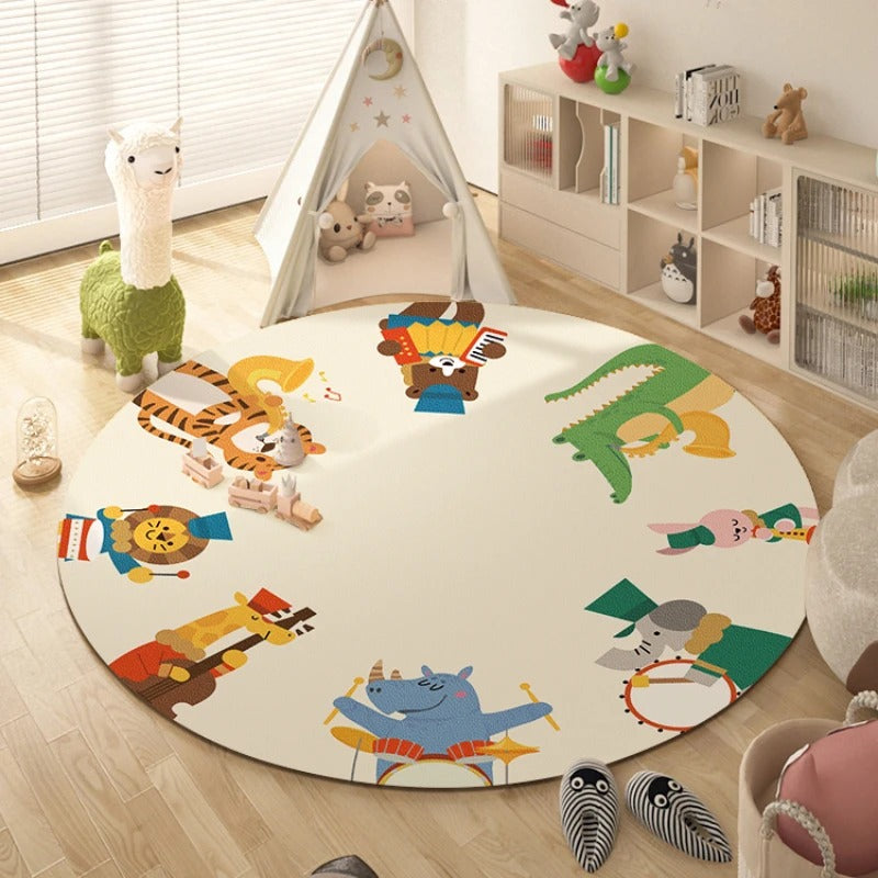 Tapis-Chambre-Enfant-Rond-animaux