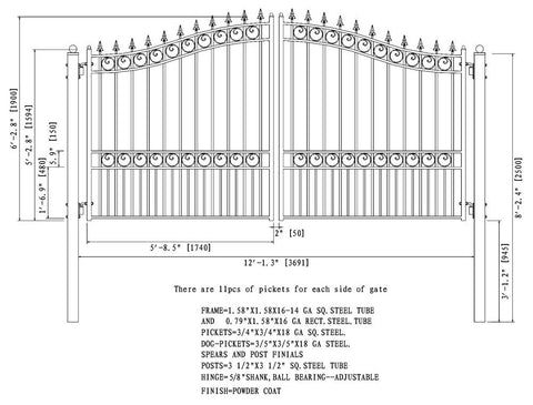 Aleko Steel Dual Swing Driveway Gate London Style 12 x 6 ft DG12LOND-AP