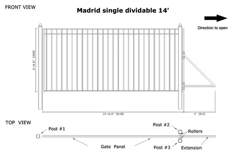 Aleko Steel Sliding Driveway Gate Madrid Style 14 x 6 1/4 Feet DG14MADSSL-AP