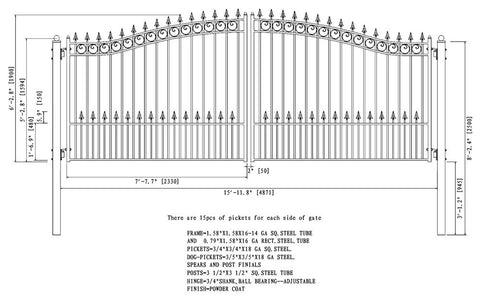 Aleko Steel Dual Swing Driveway Gate Prague Style 16 x 6 DG16PRAD-AP