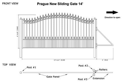Aleko Steel Sliding Driveway Gate Prague Style 14 x 6 ft DG14PRASSL-AP