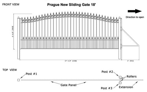 Aleko Steel Sliding Driveway Gate Prague Style 18 x 6 ft DG18PRASSL-AP