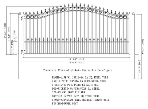 Aleko Steel Single Swing Driveway Gate Prague Style 14 x 6 ft DG14PRASSW-AP