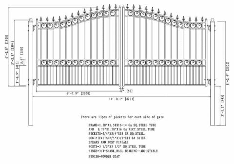 Aleko Steel Dual Swing Driveway Gate London Style 14 x 6 ft DG14LOND-AP