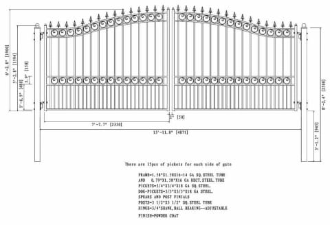 Aleko Steel Dual Swing Driveway Gate London Style 16 x 6 ft DG16LOND-AP